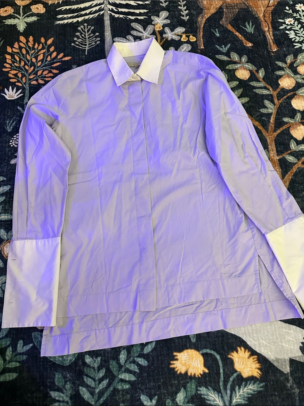 Classic Button-Down Shirt in Light Lavender with White Collar & Cuffs